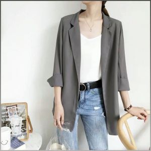 Chiffon Blazer Women Sunscreen Thin Small Suit Chiffon Blouse Seven-quarter Sleeve It Wont Pick Up People