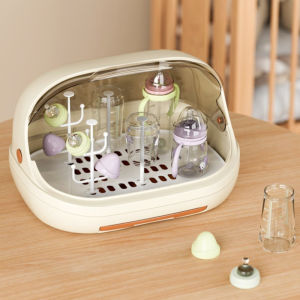 Bottle Organizer With Cover for Baby Large Capacity Dustproof Baby Bottle Storage Box Portable Baby Bottle Storage