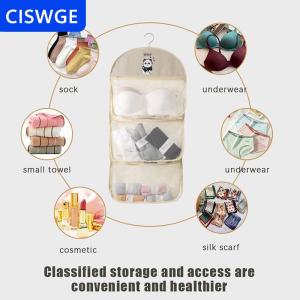 [COD] CISWGE 2 3 lớp dung lượng lớn lưu trữ lưới túi đồ lót vớ lưu trữ túi thoáng khí tủ quần áo tổ chức với quần áo móc áo