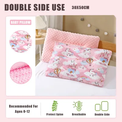 KKHOUSE Soft Toddler Pillow For Baby Neck Support Double Side Use Pillow Prevent Flat Head Sleeping Support Kid Pillow