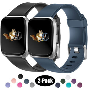 2 Pack Replacement Bands Compatible for Fitbit Versa/Versa Lite/Versa 2 Classic Soft Watch Band Straps Wristbands for Fitbit Versa/Versa Lite Smartwatch Women Men