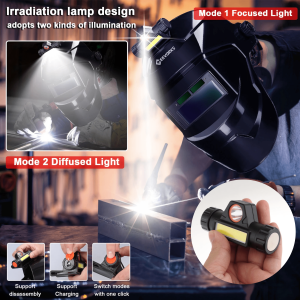 COD TaffGUARD Helm Las listrik Otomatis ada lampu pelindung wajah Auto Darkening Solar JJ192