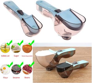 Measuring Spoon Set 2PCS Adjustable Magnetic Measuring Cup Scale Powder Flour Liquid Cooking Baking Penyukat