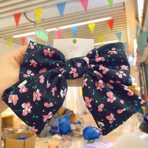 3Layers Cute Floral Chiffon Big Bowknot Hair Clip Barrette Sweet Back Head Hairpin for Girls