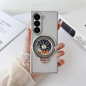 Spinning Top Bracket for Phone Cases For Samsung Galaxy Z Fold 6 5 4 3 Slim Plating Transparent Hard Holder Cover