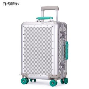 KPV-New thickened aluminum-magnesium alloy pull-handle suitcase with scratch-resistant and wear-resistant luggage case for business and air travel
