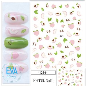Sticker Dán Móng Tay 3D Dạng Decal Dán Chống Nước Hoạ Tiết Quả Đào Hồng Peach Cute JO1234