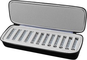 Comecase 12-Slot Clipper Blade Case for Wahl for Andis for Oster A5 Hard Shell Separated Blade Slots and Removable Insert for Stylists Dog Groomers and Mobile Appointments - Black