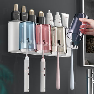 Luckin Mall Household Toilet Articles And Appliances Household Washing Table Toothbrush Toothpaste Storage Rack Bathroom Wall Mounted