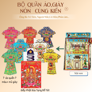 Bộ Quần Áo 7 Màu kèm NónGiày cúng Tổ TiênPhần ÂmLễ Vu Lan...giấy đẹp dày cúng kiến