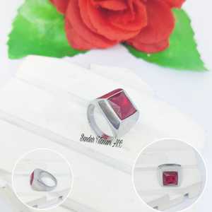 CINCIN COWO TITANIUM  KOTAK KING SILVER TERLARIS FASHION ANTI KARAT DAN ANTI LUNTUR (COD)