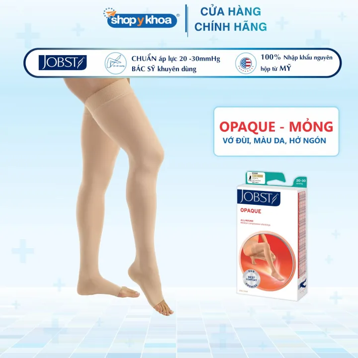 Vớ Y Khoa JOBST Opaque Đùi, Màu Da, Hở Ngón, Suy Giãn Tĩnh Mạch, Áp Lực 20-30mmHg (Tất Y Khoa)