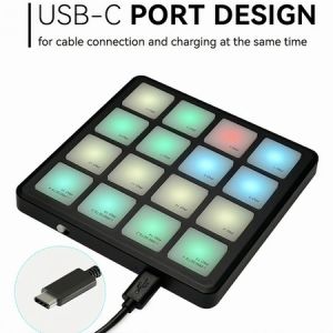 M-VAVE SMC-PAD Pocket Túi bộ điều khiển MIDI đệm trống bluetooth không dây Bàn phím MIDI 16 tấn công Pad vận tốc nhạy cảm lưu ý lặp lại nút cấp đầy đủ đèn nền RGB di động
