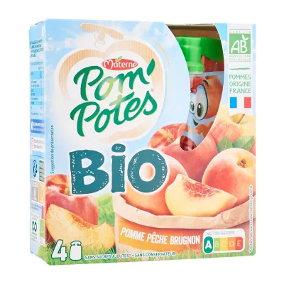 Materne PomPotes - ORGANIC No Added Sugar Apple and Peach Compote