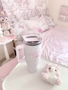 Cute Cat 40oz Outdoor Sports Water Kettle Portable 30oz Stainless Steel Car Thermos Cup Car Cup Gym Outdoor Bottle Water Bottles