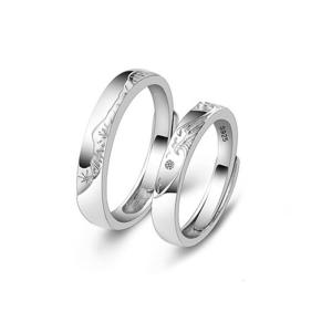 ของขวัญวันเกิดที่สวยงามแหวนเงินชุดแหวนคู่เรียบง่ายสำหรับนักเรียนชายหญิงดีไซน์เล็ก1คู่