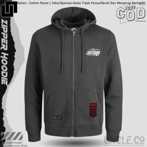 New!!! UN.Clothing Hoodie Zipper Baru Warna Hitam List {savage} Size M-XXL
