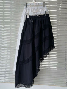 Đen/ Trắng Sẵn quần Cotton dày đẹp viền ren Chân váy maxi 3 tầng vạt chéo lưng chun co giãn gợi cảm cá tính dễ thương ZICO SKIRT
