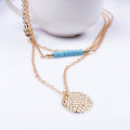 New Fashion Women 3 Layer Gold Color Chain Necklace Charm Pendant Gift Jewelry Accessories. 