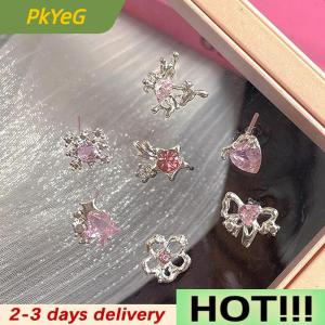 PkYeG 6Pcs Fashion Sweet Heart Stud Earrings For Women Girls Personality Fashion Temperament Earrings Jewelry Accessories Gifts