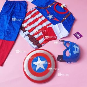 GRATIS TAMENG PLASTIK / GRATIS TOPENG / BISA COD / BAJU ANAK KOSTUM SUPERHERO CAPTAIN TOPENG