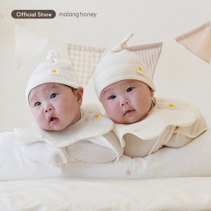 [Malang Honey] Korean 100% Pure Cotton Dry Air-Mesh Baby Rolling Bib for Baby Feeding/Drool Saliva (0-3years old) with Pacifier Clip - Organic Air