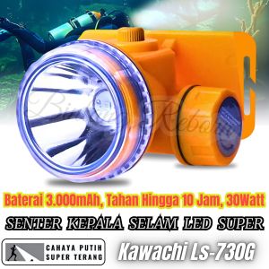 Termurah // Senter Kepala Selam Super Terang Kawachi Ls-730G / Senter Led Selam 30w / Senter Kepala Diving Super Terang / Senter Kepala Anti Air / HeadLamp Diving Super Terang ~ Bro