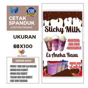 Cetak Spanduk Banner Sticky Milk & Es Serut Pelangi Costom Desain