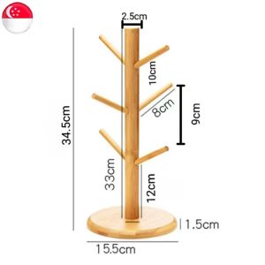 Japanese Style Bamboo Wood Drain Cup Holder Hanger Household Teacup Shelf Mug Glass Storage Rack