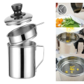 Stainless Steel Oil Filter Pot Kitchen Cooking Tool Storage Can Grease Strainer Container. 