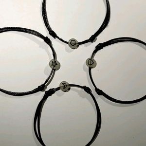 Gelang Simbol Glow In The Dark: Tali Kulit Korea & Gelang Love Bintang Bulan Bunga