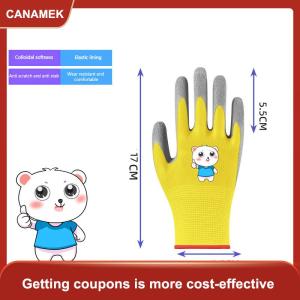 【CANAMEK】 1 cặp thoáng khí chống trượt vườn làm việc găng tay an toàn thu thập vỏ sò trẻ em găng tay bảo vệ không thấm nước Kid làm vườn găng tay
