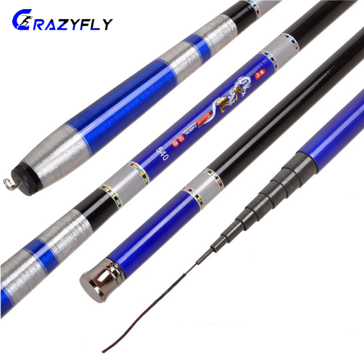 Crazyfly 3.6/4.5/5.4/6.3m Telescopic Carbon Fishing Rod Super Hard Ultra Light Carp Fishing Pole Fishing Accessory
