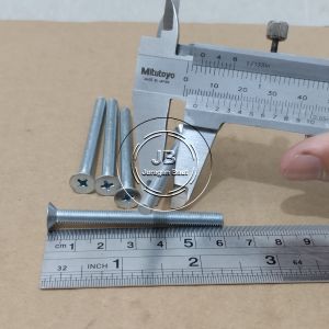 10 BUAH BAUT JF M5X60 PANJANG 6CM 6 CM OBENG PLUS M5 X 60 BAUD 8 5X60 5 X 60 MM 60MM FLAT HEAD PUTIH GALVANIZ GALVANIS GALPANIS PITCH DRAT 0.8