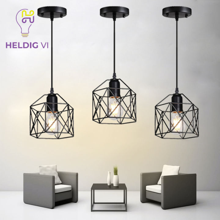 Pendant Light Vintage Geometric Steel Iron Ceiling Light Metal Cage Chandelier for Bars Dining room Bathroom Bedroom Balcony Lazada PH