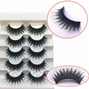 5Pairs 100 Real Mink 3D Volume Corner Thick False Eyelashes Strip Lashes