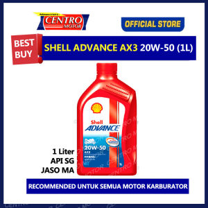 Oli SHELL AX3 1Liter.Oli Mesin Motor SAE 20W50 cocok untuk MEGA PROTIGERSCORPIO