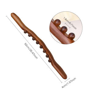 Agdoad Beads Beech Wood Guasha Therapy Body Massager Stick Dredging Meridians Acupressure Trigger Point SPA Massage Roller Slimming Tool