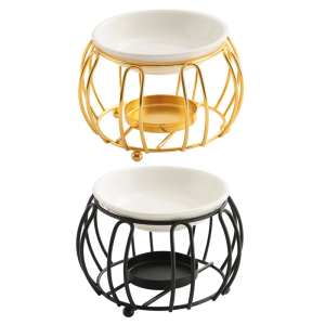 Decorative Essential Oil Burners with Hollowout Design and Ceramics Bowl Tealight Holder Aromatherapies Diffuser