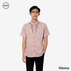 Baju Koko Muslim Bordir Katun Pria Dewasa Lengan Pendek