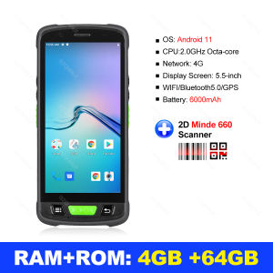 4G Android 11 POS PDA with Grips Barcode Scanner 1D 2D QR Code 5.5 Inch Handheld Terminal 4GB+64GB Running Date Collector Warehouse Inventory Express PDA