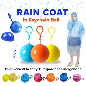 3-1PCS Portable Mini Raincoat Ball Thicken Disposable Raincoats Cape For Adults Childs Waterproof Emergency Raincoats Ball With Keychain
