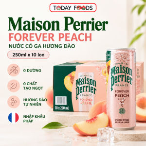 Nước Có Ga Hương Đào Maison Perrier Forever Peach 250ml - Lốc 10 Lon 0 Đường 0 Chất Tạo Ngọt Nhập Khẩu Pháp
