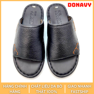 Dép quai ngang nam da bò 100% kiểu chữ E May quai full đế hàng cao cấp D.E