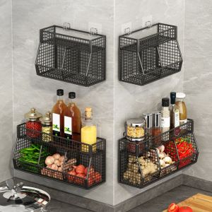 NEXASHOP Large Capacity Kitchen Hanging Rack Wall Mounted Double Layer Onion Basket High Quality Sturdy Kitchen Condiments Organizer Home