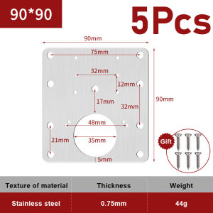 5PCS Stainless Steel Hinge Repair Plate Cabinet Furniture Drawer Hardware Hinge Fixing Plate with Free screw