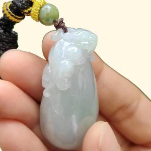 Crafted with Pixiu On Fuku Melon Burmese Natural Type A Jadeite Jade as Pendant QIC labs approved certificate weighs 34.54 grams measurement 47.3 * 22.2 * 16.5 mm (pendant315)
