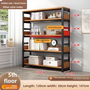 UrbanSpace SG- Floor Standing Bookshelf Multi Layer Floor Standing Bookshelf Metal Wood Home Living Room Industrial Simple Storage Rack