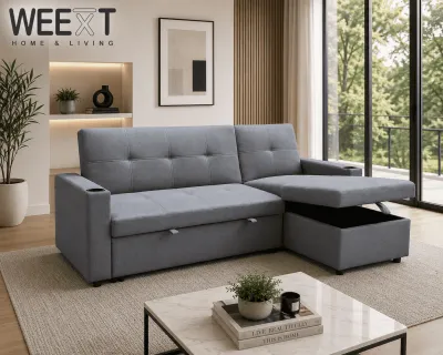 WEEXT REVERSABLE L-SHAPE SOFABED WITH PULL-OUT & STORAGE