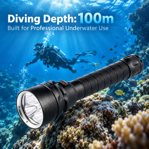 COD+Waterproof Rechargeable Flashlight Scuba Diving Water proof LED Capacity Rechargeable Lithium Battery 26650 Outdoor Searchlight Fishing Camping Exploration With Switch 3 Modes